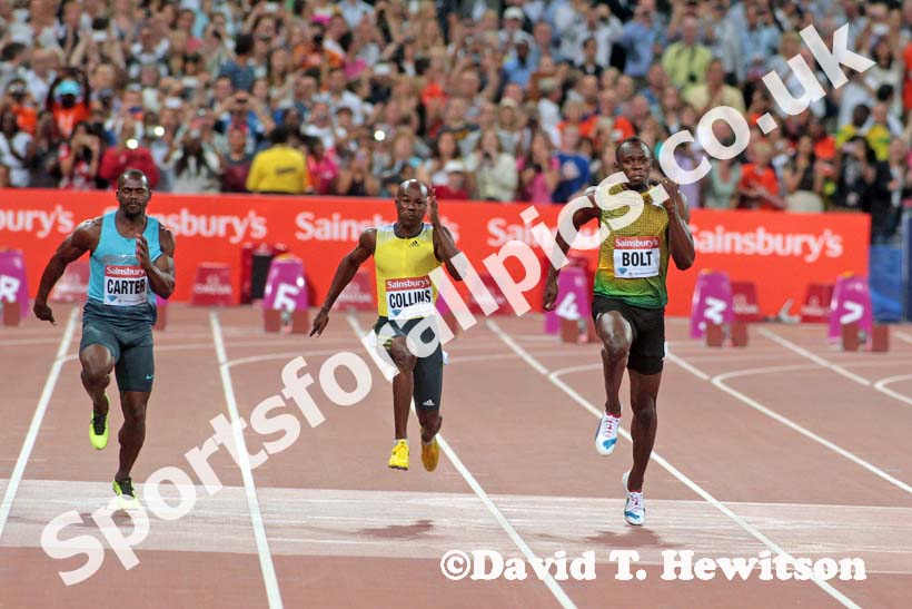 Usain Bolt, 100 metres,  2013 IAAF Diamond League, Sainsbury's Anniversary Games, Queen Elizabeth Olympic Park, London.